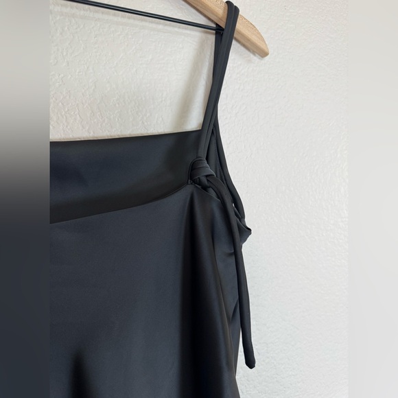 House Of Harlow 1960 x Revolve Black Satin Braided Strap Slip Mini Dress Medium - Picture 12 of 14